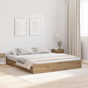 vidaXL Cadru de pat cu depozitare stejar artizanal 180 x 200 cm
