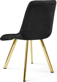 Scaun de masa CIEZA VELVET cu picioare aurii, negru