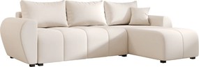 OFERTA Set canapea extensibila reversibila in forma de L SEVIO 246x145 cm, crem + 2 perne GRATUIT II. calitate