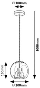 Lustră pe cablu CAMEO 1xE27/60W/230V Rabalux 72132