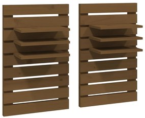 vidaXL Rafturi noptiere de perete, 2 buc., maro miere, lemn masiv pin