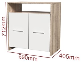 Comoda Luiza, culoare sonoma / alb, 69 x 71 x 40 cm