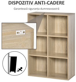 HOMCOM Bibliotecă Modernă cu 6 Cuburi, 65.5x30x97.5 cm, Culoare Stejar | Aosom Romania