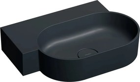 Lavoar suspendat Omnires Ovo M+ finisaj negru lava mat 55.5 cm stanga