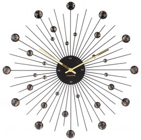 Ceas de perete cu cristale negre Karlsson Sunburst