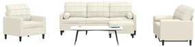 vidaXL Set de canapele cu perne/rulouri, 4 piese, crem, catifea