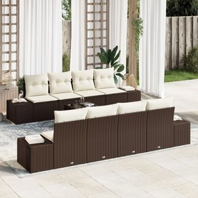 vidaXL Set de canapele pentru grădină cu pernă 7 pcs maro și crem