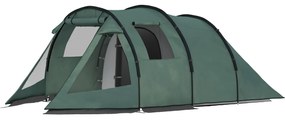 Outsunny Cort de camping pentru 3-4 persoane, două camere interioare, fereastră de plasă, verde, 4,75 x 2,64 x 1,72 m | Aosom Romania