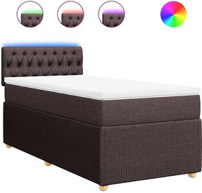 vidaXL Pat box spring cu saltea, maro închis, 80x200 cm, textil