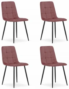 Set 4 Scaune Bucatarie/Dining Jacob Roz Catifea, Picioare Negre