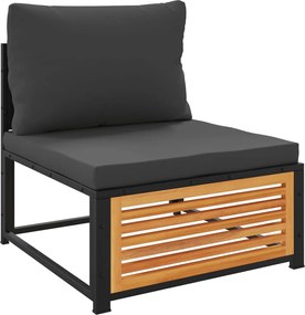 vidaXL Canapea de grădină fără cotiere, cu perne, lemn masiv acacia