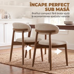 HOMCOM Set 2 scaune de dining moderne, cu spătar curbat, alb crem | Aosom Romania