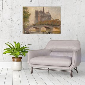 Tablou pe sticlă - Robert William Vonnoh, Notre Dame de Paris, reproducere (70x50 cm)