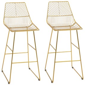 Set 2 scaune inalte, Suport pentru picioare, Scaune design modern cu spatar inalt si suport picioare aurii 53x56x110cm, Auriu HOMCOM | Aosom RO