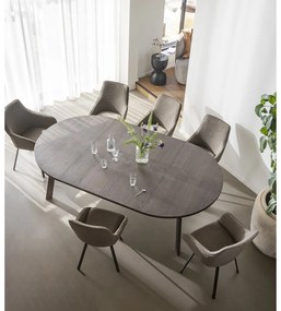 Masă de dining maro închis rotundă extensibilă cu aspect de lemn de stejar ø 130 cm Glenside – Rowico