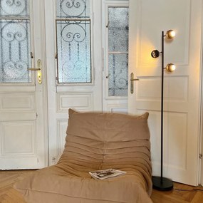Lampa de podea moderna cu 3 lumini neagra cu interior auriu - Buell Deluxe