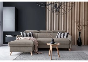 Colțar maro deschis extensibil cu tapițerie din catifea (cu colț pe partea stângă ) Sweet Harmony – Miuform