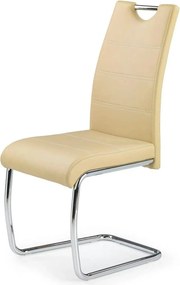 Scaun tapitat piele ecologica K211, bej/crom, 42x60x97 cm