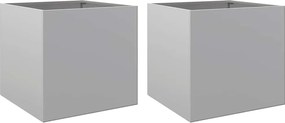 vidaXL Jardiniere, 2 buc., argintiu, 42x40x39 cm, oțel galvanizat