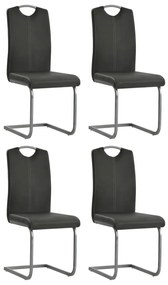 vidaXL Scaune de bucătărie cantilever, 4 buc., gri, piele ecologică