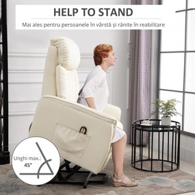 Fotoliu de Relaxare HOMCOM cu Ridicare Electrică, Reclinabil, cu Suport pentru Picioare, Telecomandă | Aosom Romania