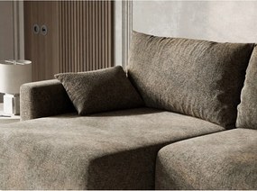 Colțar maro extensibil/cu spațiu de depozitare cu tapițerie din chenille (cu colț pe partea stângă/cu șezlong) Leon – Maison de Rêve