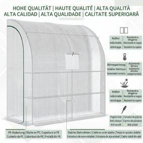Outsunny 7' x 3' x 7' Outdoor Walk-In Greenhouse, Plant Nursery with Roll-up Windows, PE Cover, and 3 Wire Shelves, White | Aosom Romania