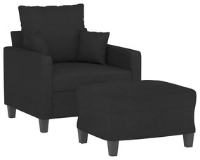 Fotoliu canapea cu taburet, negru, 60 cm, material textil
