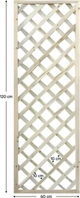 Ecran grilaj, natural, lemn, 60x120 cm, KALIFE TYP 1