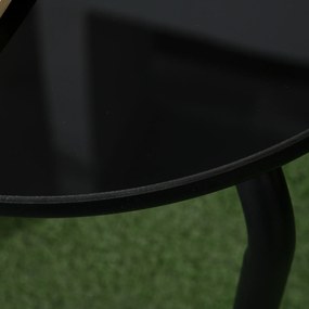 Outsunny Set de mobilier de gradina 3 piese pentru 2 persoane cu 2 fotolii si 1 masa de cafea rotunda, metal, negru si bej | Aosom Romania