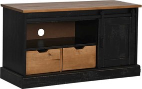 vidaXL Dulap TV HALDEN cu uşă glisantă negru 110x40x60 cm lemn masiv