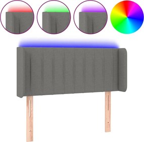 vidaXL Tăblie de pat cu LED, gri închis, 93x16x78/88 cm, textil
