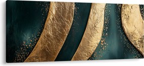 Tablou - Abstracție verde cu auriu I. (120x50 cm)