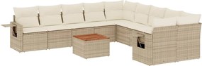 vidaXL Set canapele de grădină cu perne, 11 piese, bej, poliratan