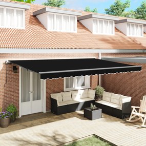 vidaXL Copertină Manual Negru 500 × 300 cm Poliester și Aluminiu