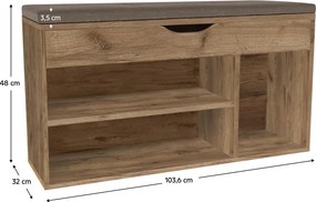 Suport pentru pantofi cu bancă, stejar artisan, FUDDY NEW