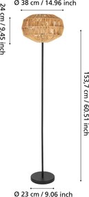 Eglo SHELDON 44146 - lampă de podea, 1xE27/40W/230V, maro