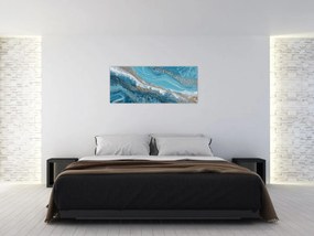 Tablou - Marmură bleu cu aur I. (120x50 cm)