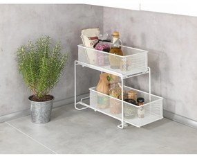 Suport cu 2 coșuri metalic alb cu ventuze Wenko