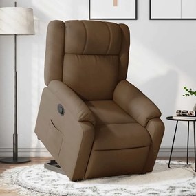 vidaXL Fotoliu rabatabil cu ridicare pe verticală, maro, textil