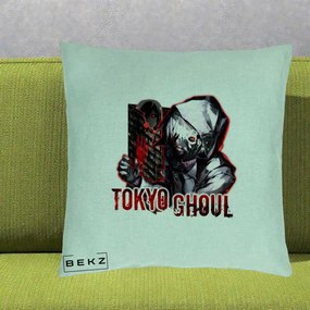 Perna Personalizata Tokyo Ghoul Ken Kaneki Anime, 40x40 cm, Verde Menta, Husa Detasabila, Perna Inclusa, BEKZ®