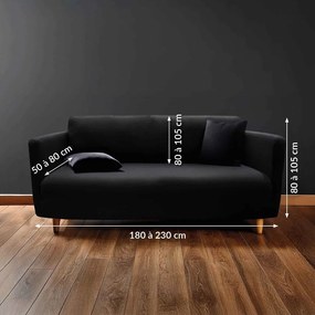 Husă neagră elastică pentru canapea cu 3 locuri Mila – douceur d'intérieur