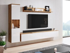 Mobilier living Nova BR (Stejar wotan + Alb lucios) (fără iluminat). 1060049