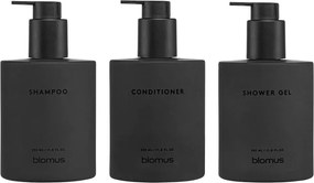 Dozatoare de săpun lichid negre 3 buc. de montat pe perete din sticlă 350 ml Kirei – Blomus