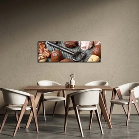 Tablou cu ciocolată și chei (cu ceas) (90x30 cm)