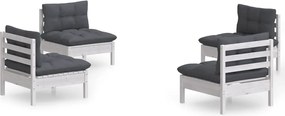 vidaXL Set mobilier grădină cu perne antracit, 4 piese, lemn de pin