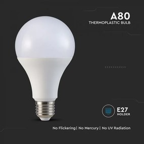 Bec LED E27, 20W (150W), V-TAC, A80, 2452lm, Lumina Rece (6500K)