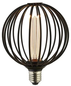 Bec decorativ E27 LED dimabil, metalic Globe Lamp negru