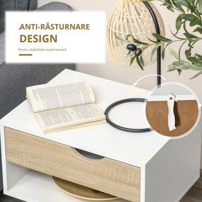 HOMCOM Noptiere Moderne cu Sertar și Raft, Design Modern și Funcțional, Ideal pentru Cameră de Dormit, Albastru | Aosom Romania