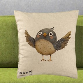 Perna Decorativa Pasare cu Aripi Intinse, 40x40 cm, Bej, Husa Detasabila, Perna Inclusa, BEKZ®